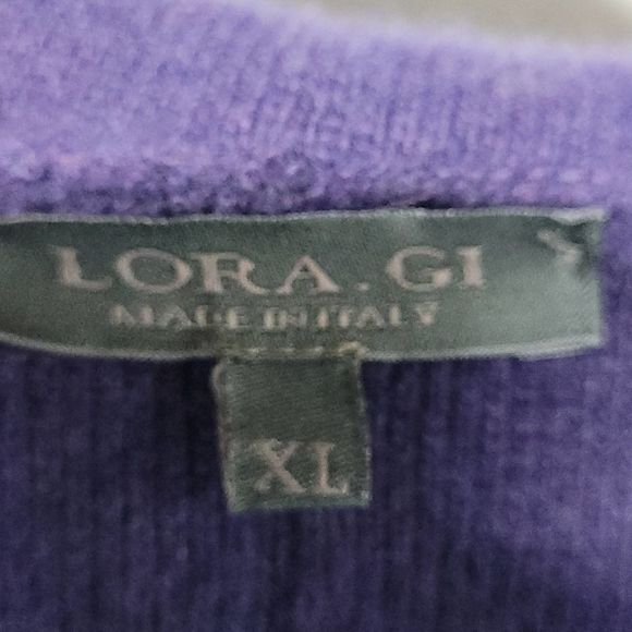 LORA. GI 100% Lambs Wool Tie Front Cardigan Flutter Neckline Made In Italy XL - Picture 2 of 12